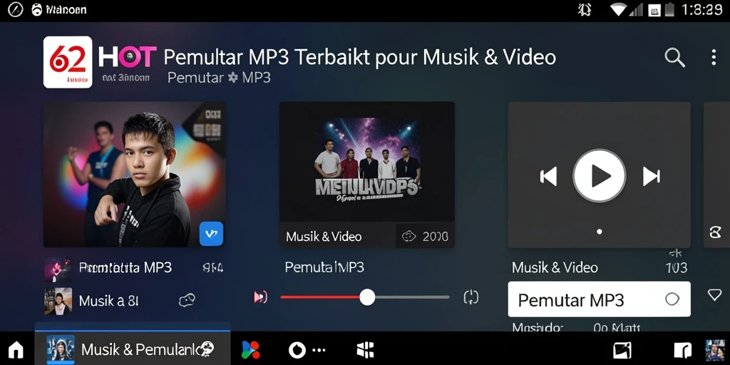 Antarmuka utama 62HOT yang menarik dan mudah digunakan untuk Pemutar MP3.