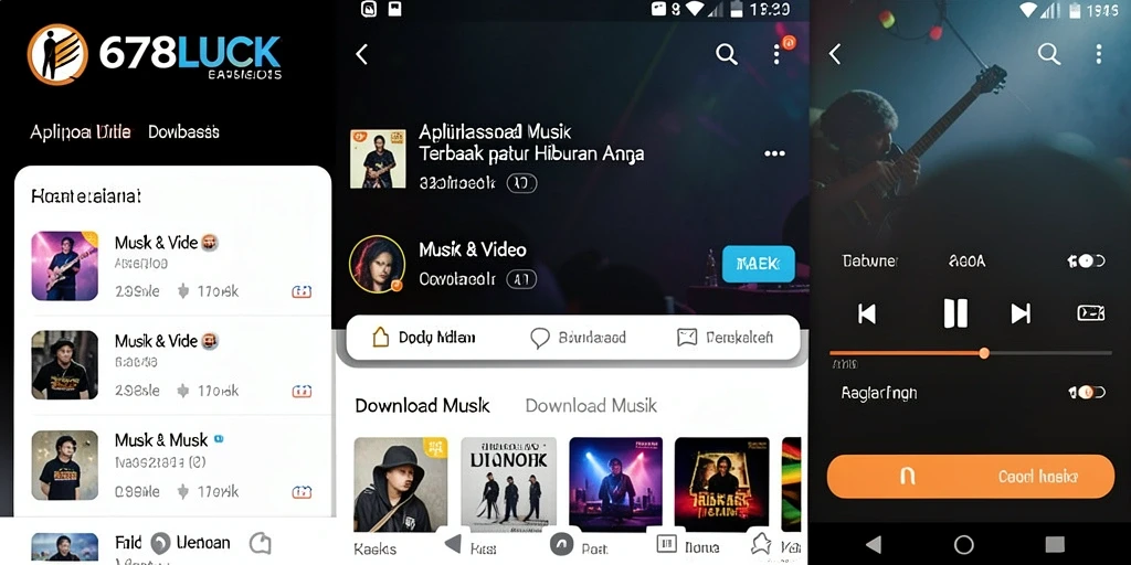 Antarmuka pengguna 678LUCK yang sederhana dan intuitif untuk Download Musik.