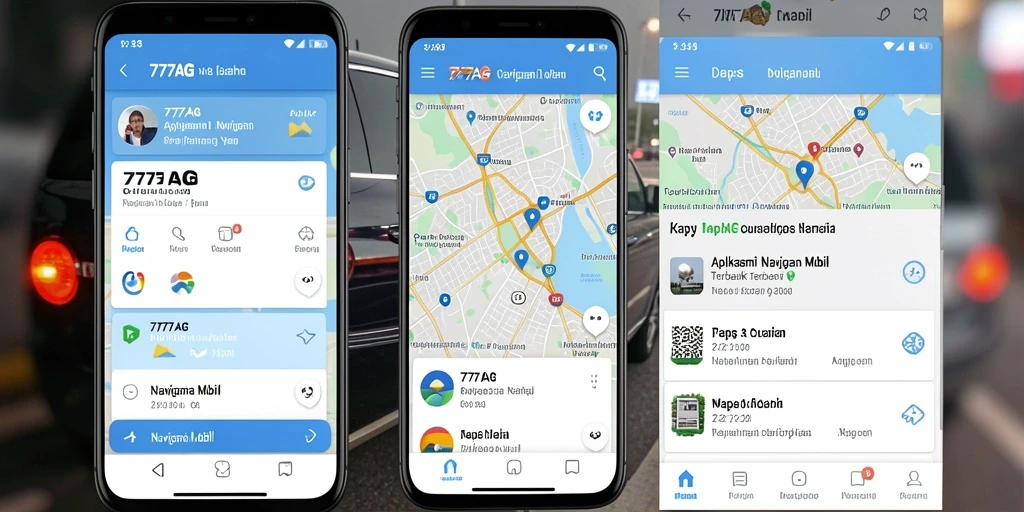 Screenshot antarmuka aplikasi 777AG menampilkan peta dan navigasi yang jelas.