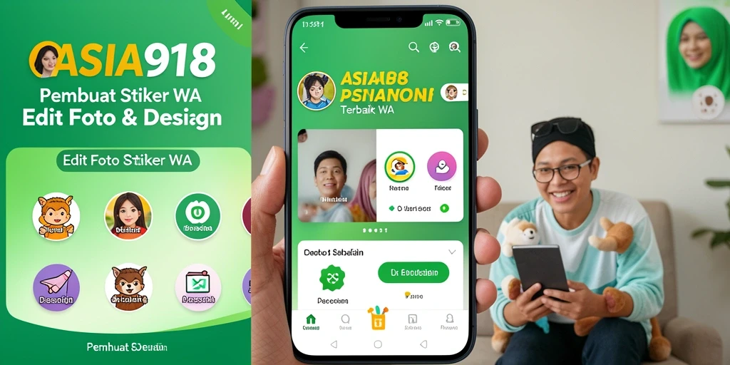 Tampilan antarmuka ASIA918 untuk pembuat stiker WA yang user-friendly.