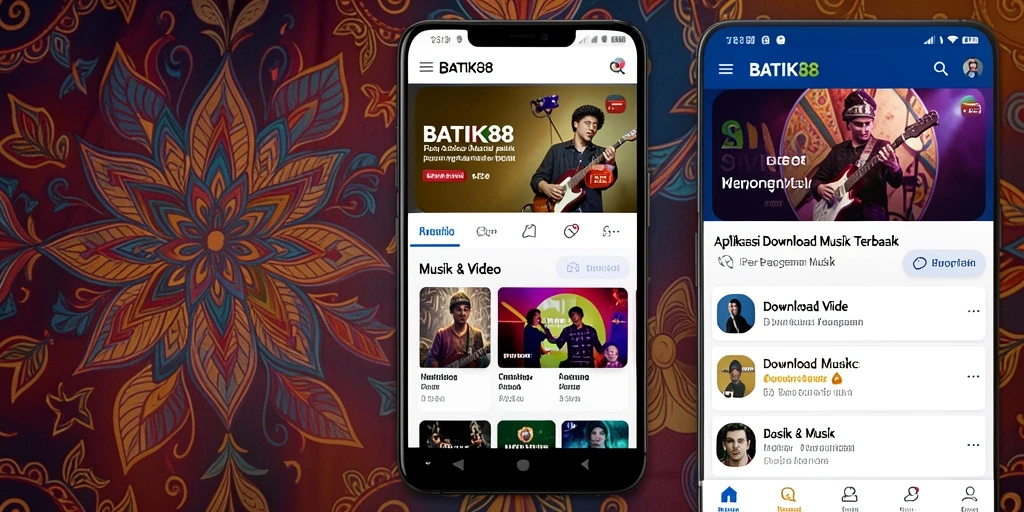 Tampilan antarmuka aplikasi BATIK88 yang user-friendly untuk Download Musik.