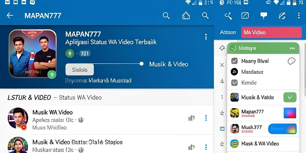 Antarmuka MAPAN777 menampilkan berbagai video menarik untuk status WA.