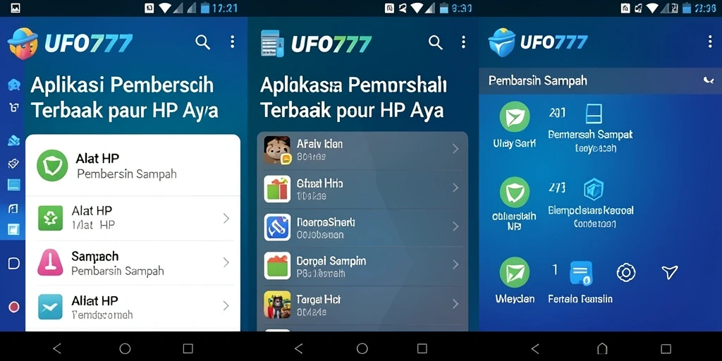 Tampilan antarmuka pengguna aplikasi Pembersih Sampah UFO777.