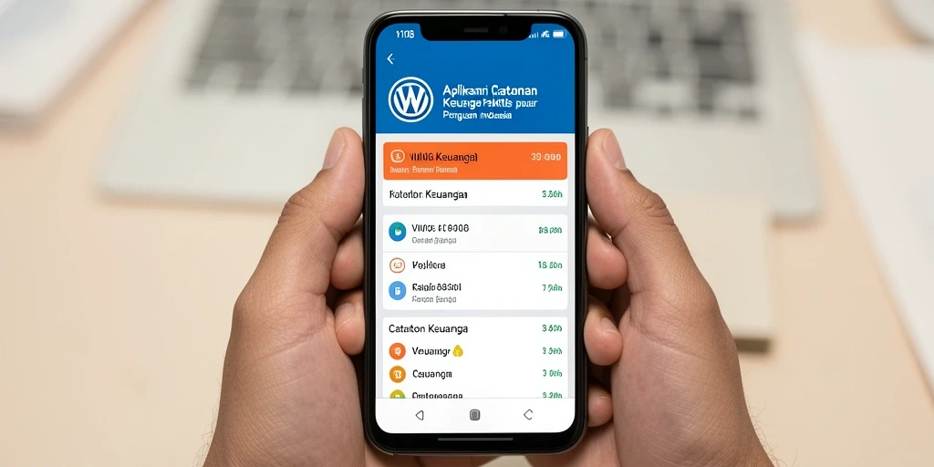 Tampilan antarmuka VW108 dengan fitur Catatan Keuangan yang intuitif dan informatif.